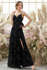 Load image into Gallery viewer, Black Star Printed Wrap Prom Dress