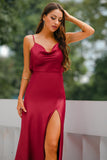 Mermaid Burgundy Long Prom Dress