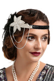 1920s Black Feather Beaded Headband