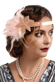 1920s Black Feather Beaded Headband