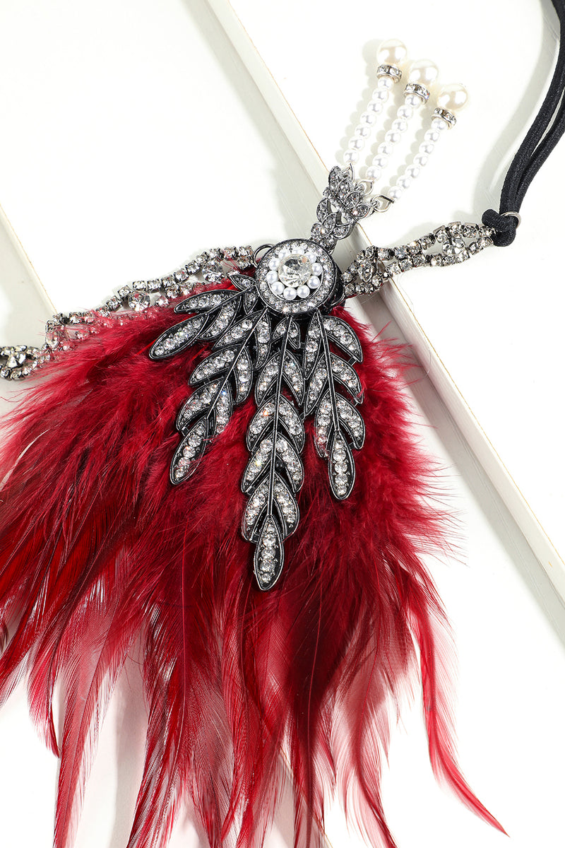 Load image into Gallery viewer, Black Beaded Feather 1920s Flapper Headband