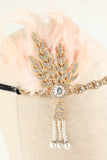 Black Beaded Feather 1920s Flapper Headband