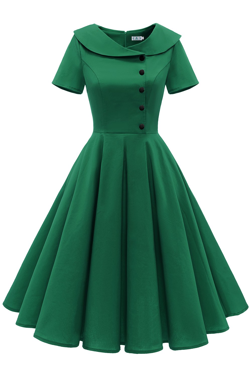 Green Peterpans Collar Vintage 1950s Dress