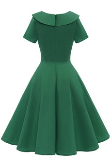 Green Peterpans Collar Vintage 1950s Dress