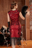 Load image into Gallery viewer, 1920s Burgundy Sequins Flapper Dress