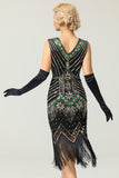 Black Glitter Fringe 1920s Flapper Dress