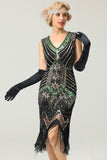 Royal Blue Glitter Fringe Gatsby 1920s Flapper Dress