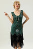 Load image into Gallery viewer, Dark Green Beaded Glitter Fringe 1920s Flapper Dress