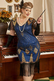 Blue Fringes Sequin Plus Size 1920s Dress