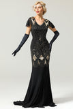 Black Long 1920s Sequins Flapper Dress