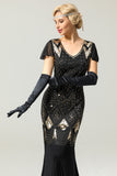 Black Long 1920s Sequins Flapper Dress