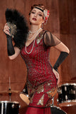 Burgundy Long 1920s Sequined Flapper Formal Dress