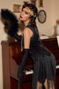 Load image into Gallery viewer, Black Sequined 1920s Flapper Dress