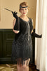 Load image into Gallery viewer, Black Plus Size 1920s Flapper Dress With Fringes