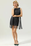 Round Neck Black Fringed 1920s Dress