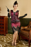 Women's Plus Size 1920s Dress Sequin Pink Flapper Dress