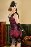 Plus Size V-Neck Fuchisa 1920s Flapper Dress