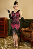 Plus Size V-Neck Fuchisa 1920s Flapper Dress