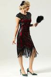 Burgundy Sequins 1920s Dress with Fringes