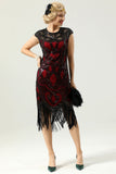 Burgundy Sequins 1920s Dress with Fringes