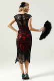 Burgundy Sequins 1920s Dress with Fringes