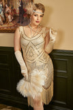 Apricot Sequin Fringes Plus Size 1920s Flapper Dress