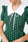 Retro Style Polka Dots Green Swing Dress