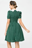 Retro Style Polka Dots Green Swing Dress