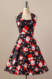 Retro Halter Christmas Party Dress