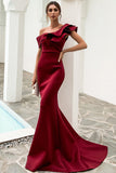 One Shoulder Mermaid Black Prom Dress