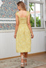 Load image into Gallery viewer, Yellow Floral Tea Length Summer Dress