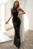 Load image into Gallery viewer, Black Sequin Mermaid Prom Dress