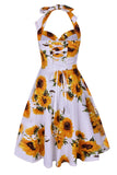 Halter Printed 1950s Pin Up Dress