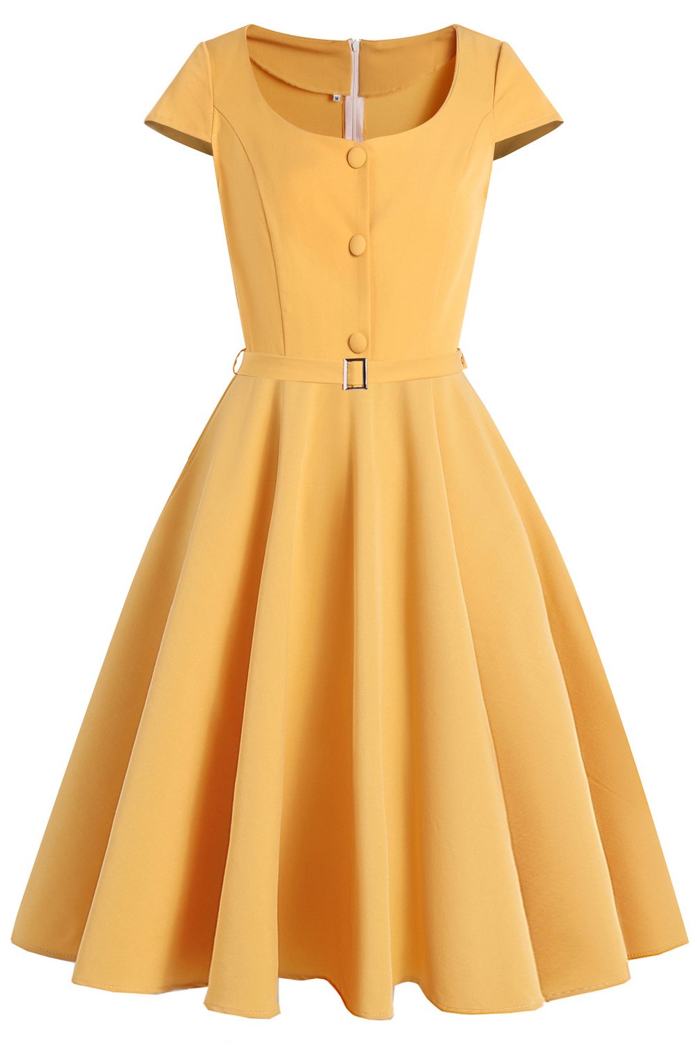 Yellow Solid 1950s Swing Dress