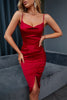 Load image into Gallery viewer, Sheath Spaghetti Straps Burgundy Holiday Party Dress