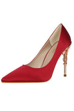 Burgundy Shallow Metal Stiletto Heels