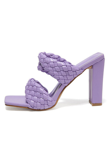 Lavender High Heels Woven Chunky Sandals