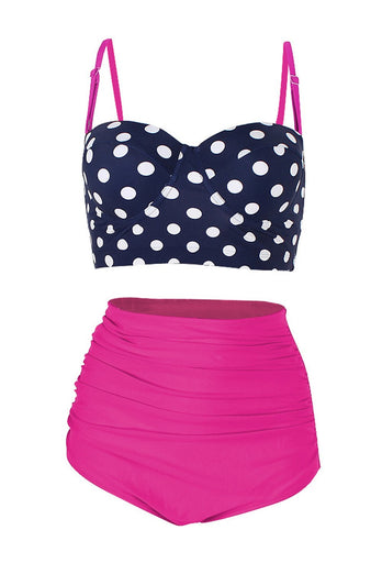 Vintage Fuchsia Spaghetti Straps Swimwear