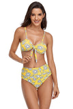 Printed Tie Knotted High Waist Bikini