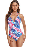 One Piece Halter Printed Swimsuit