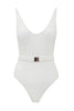 Load image into Gallery viewer, White V-Neck One Piece Swimwear