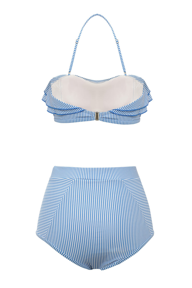 Load image into Gallery viewer, Blue Stripes Two Pieces Bikini