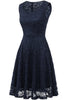 Load image into Gallery viewer, Round Neck Navy Lace Dress