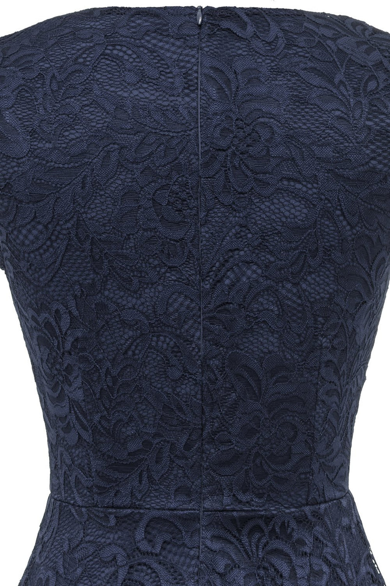 Load image into Gallery viewer, Round Neck Navy Lace Dress