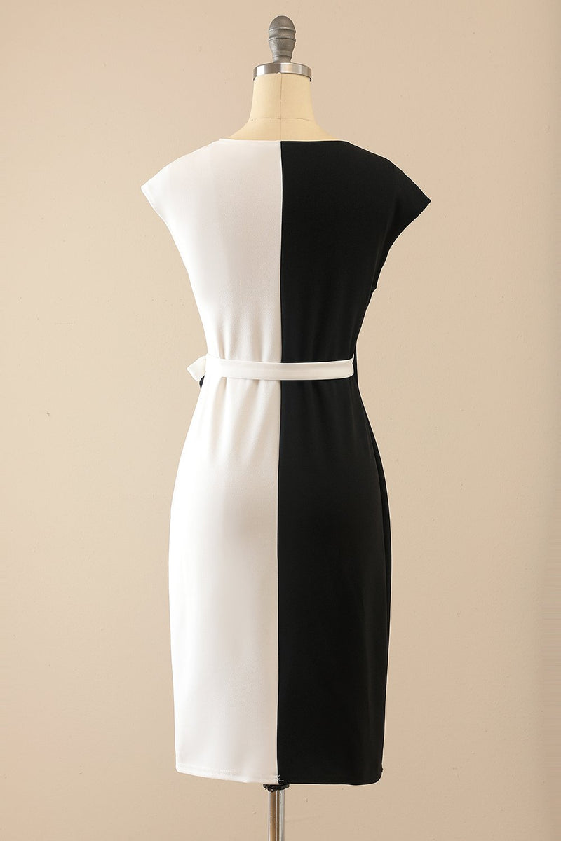 Load image into Gallery viewer, White &amp; Black Bodycon Dress