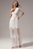 White Lace Summer Boho Maxi Dress