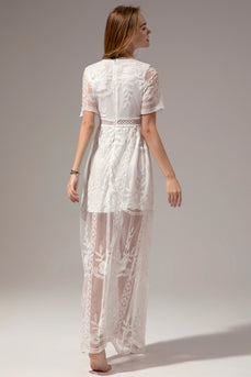 White Lace Summer Boho Maxi Dress