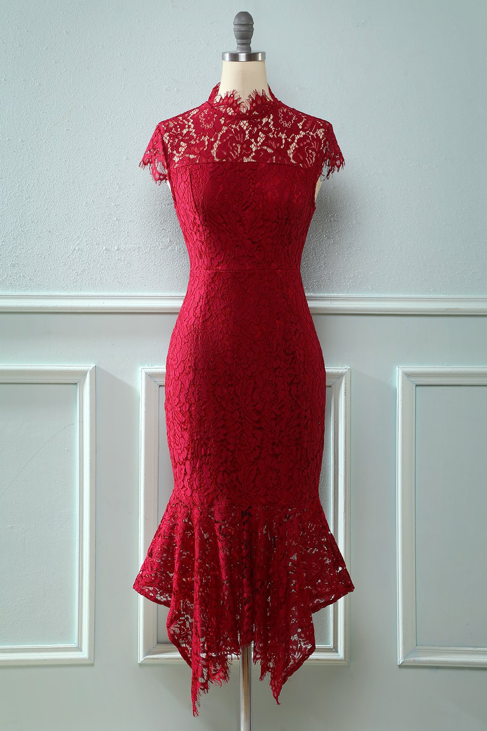 Red Mermaid Lace Dress