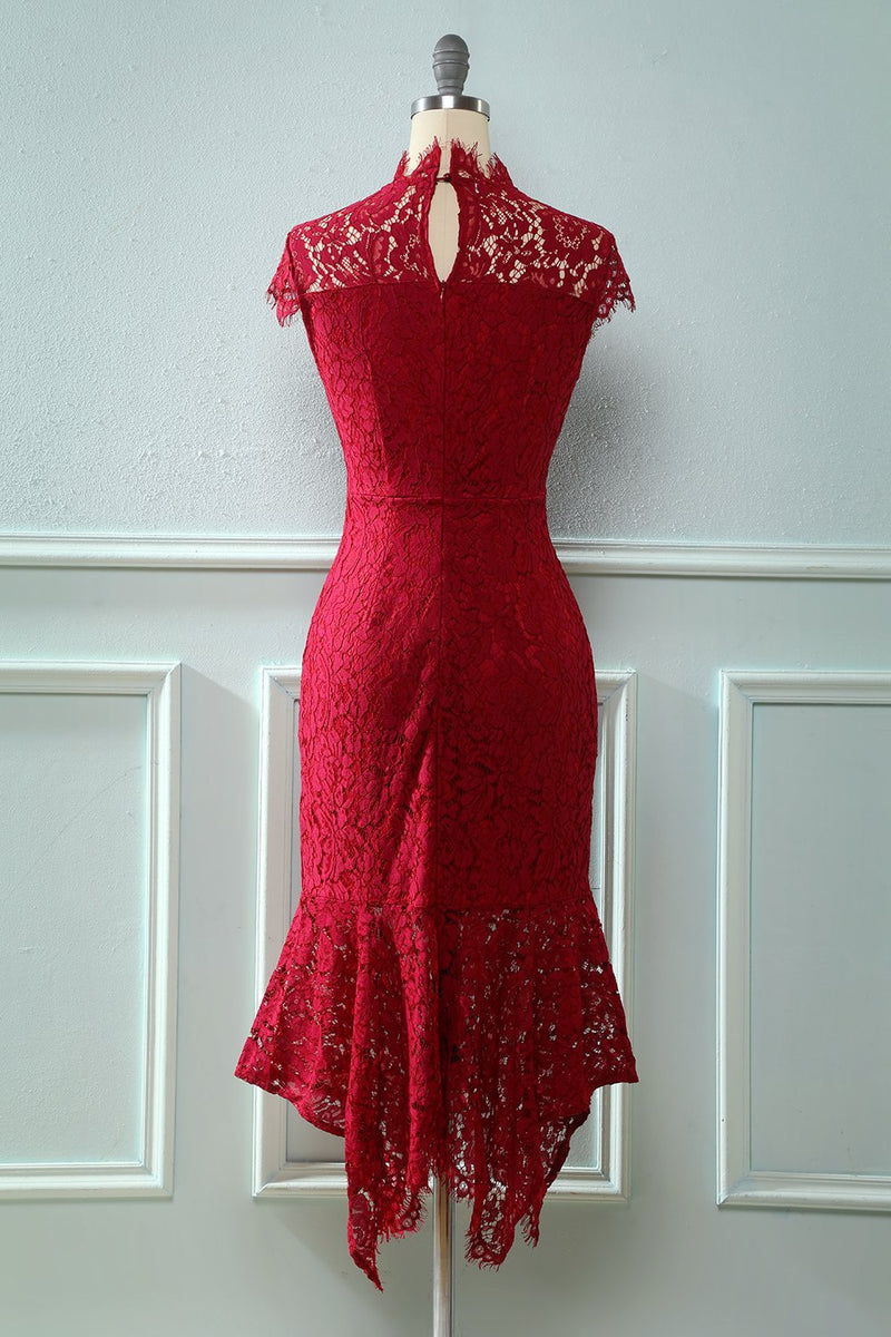 Load image into Gallery viewer, Red Mermaid Lace Dress