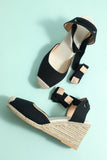 Straw Linen Wedges Women's Shoes